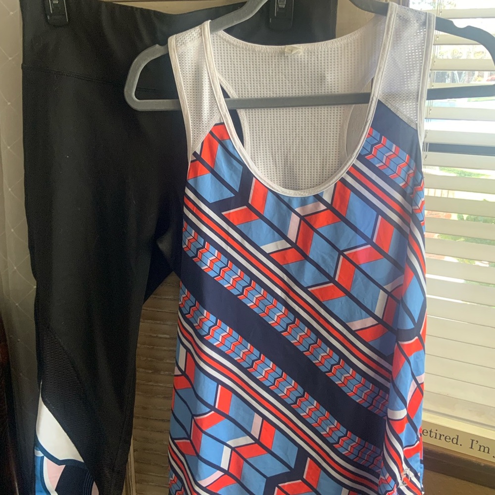 Fila Sport Geometric Women’s Activewear Set, Leggings and Tank - Picture 2 of 7